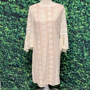 Chicos Lace Dress with Bell Sleeves Sz 4